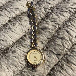 Nina Ricci mother of pearl two tone link, watch vintage